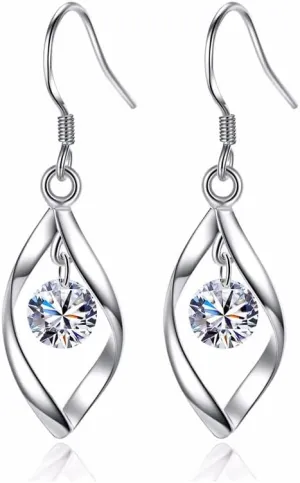 18K Gold Plated Linear Swirl Wire Earrings For Women dangling Boho Dangle Drop