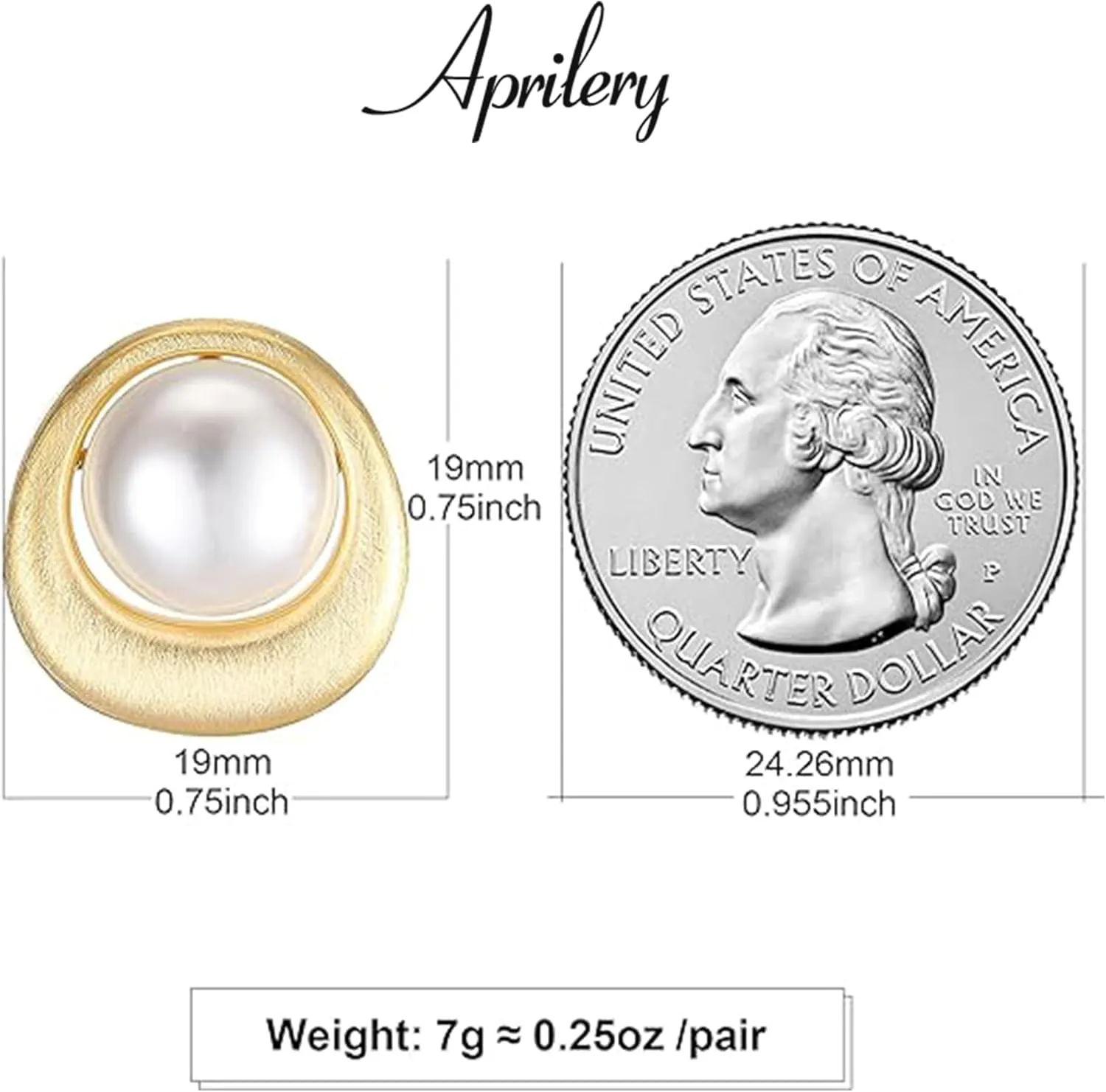 18K Gold Plated Stud Pearl Earrings for Women, Fashion White Pearl Stud Earrings Jewelry Accessory Gifts for Her