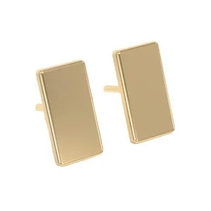 18K Gold Stud Earrings for Women - Certified 925 Sterling Silver Hypoallergenic Gold Earrings for Women - Premium Comfortable Full Rectangle Small Tiny Flat Back Stud Earrings for Women, Teen Girls