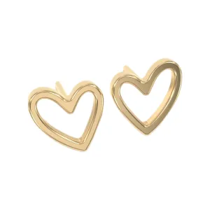 18K Gold Stud Earrings for Women - Certified 925 Sterling Silver Hypoallergenic Gold Earrings for Women - Premium Comfortable Hollow Heart Small Tiny Flat Back Stud Earrings for Women, Teen Girls