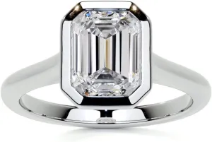 2 CT Emerald Cut Moissanite Solitaire Ring Diamond Engagement Rings for Women Wedding Bridal Set Bezel Eternity 10k/14k/18k Solid Gold Silver Vintage Antique Anniversary Promise Gift for Her