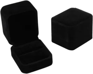 2 Pack Velvet Ring Boxes Earring Jewelry CaseClassic Gift BoxesWedding, Engagement,loversgirl friendfor Rings Earrings and More Counter Jewellry Display Black 