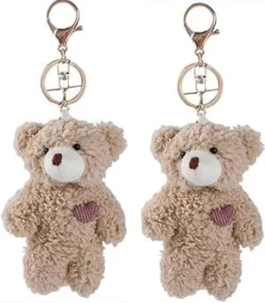 2 Pcs Brown Bear Plush Keychain,Stuffed Animals Bag Pendant, Bear Keychain,DIY Trinket Plush Keyring Car Keychains Accessories