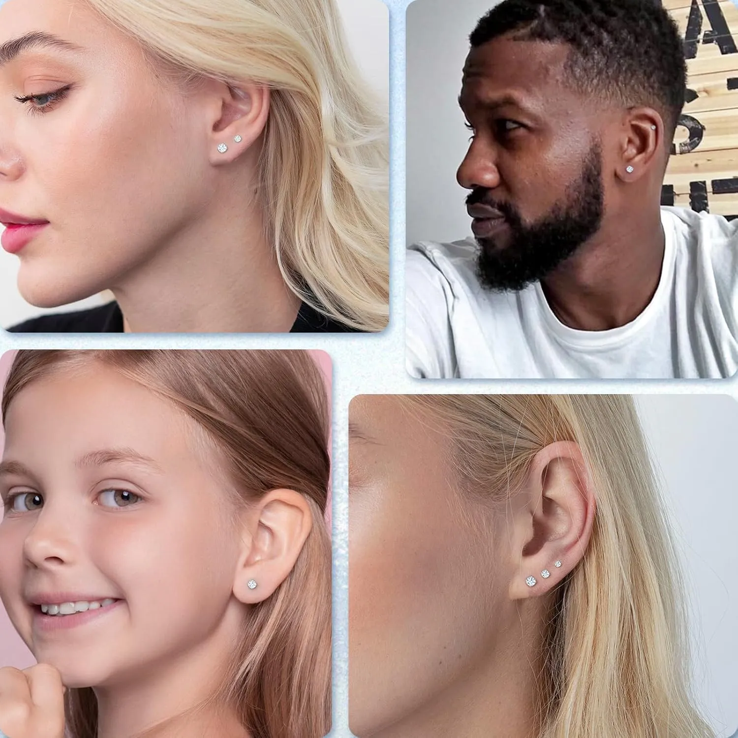 20G Threadless Flat Back Earrings for Women Men - Hypoallergenic Flat Back Stud Earrings Surgical Stainless Steel Cubic Zirconia Earring Tiny Cartilage Earring 2mm 3mm 4mm