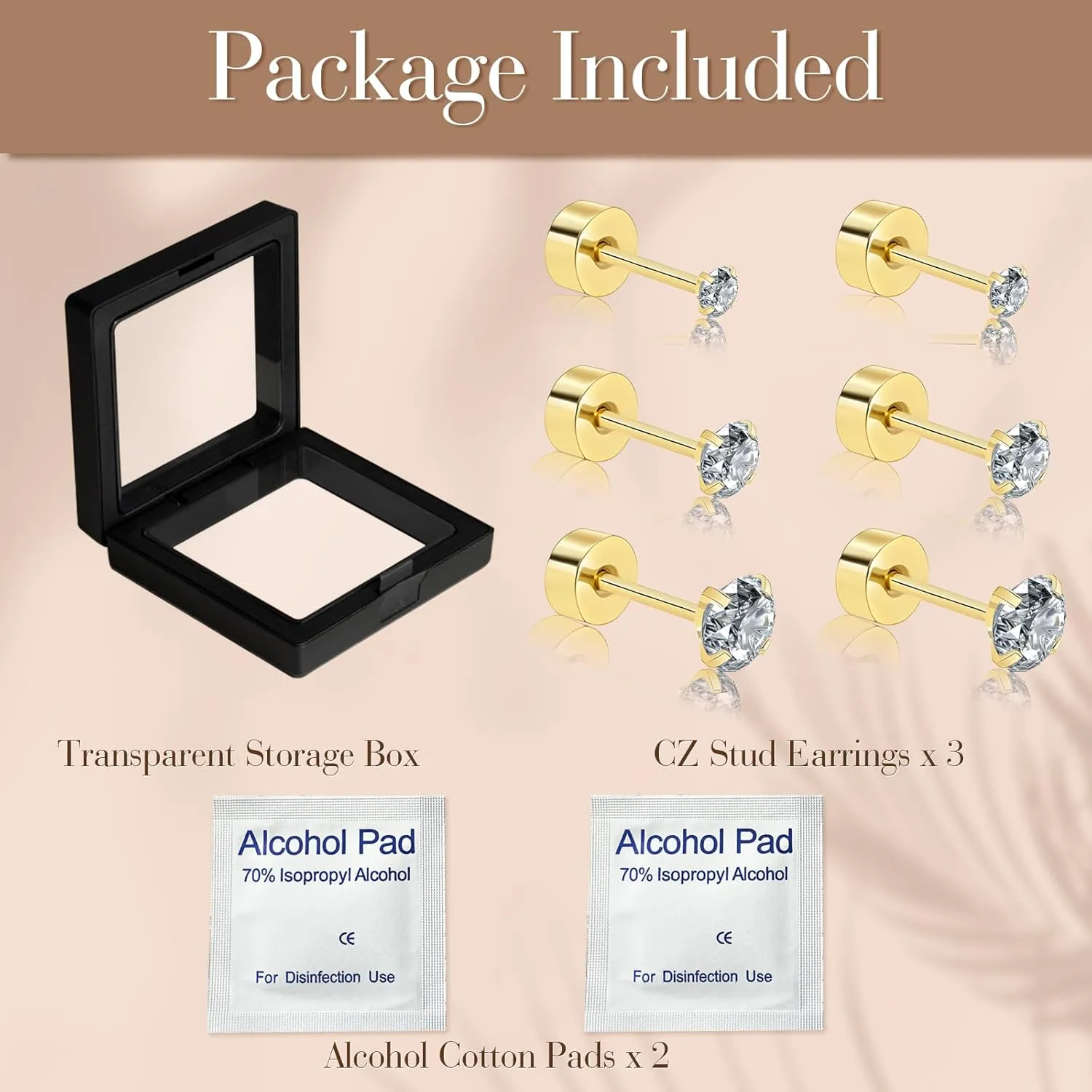 20G Threadless Flat Back Earrings for Women Men - Hypoallergenic Flat Back Stud Earrings Surgical Stainless Steel Cubic Zirconia Earring Tiny Cartilage Earring 2mm 3mm 4mm