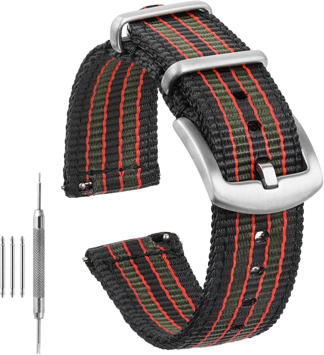 20mm 22mm Watch Band Military Watch Straps Replacement Nylon Watch Strap for Men Women with Stainless Steel Buckle