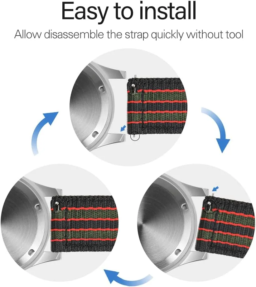 20mm 22mm Watch Band Military Watch Straps Replacement Nylon Watch Strap for Men Women with Stainless Steel Buckle