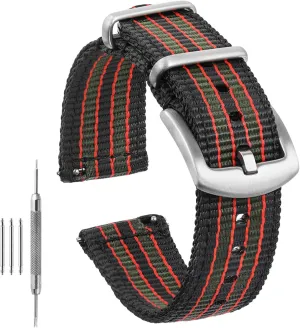 20mm 22mm Watch Band Military Watch Straps Replacement Nylon Watch Strap for Men Women with Stainless Steel Buckle