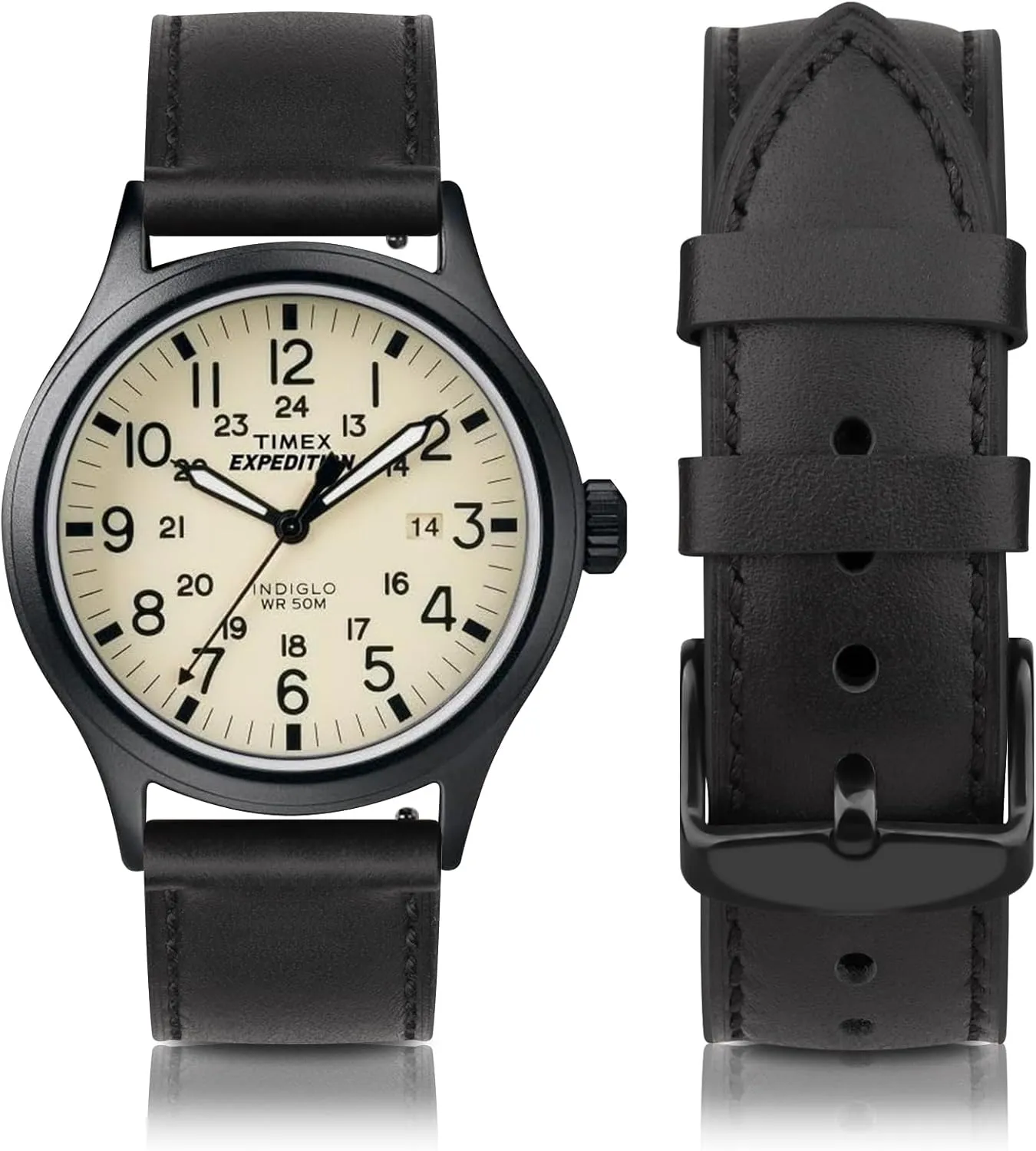 20mm Leather Band for Timex Expedition Scout, Acadia, Digital CAT, Field, Rugged Core Analog Watches - Soft Replacement Strap for Men's 39mm, 40mm, 43mm Models