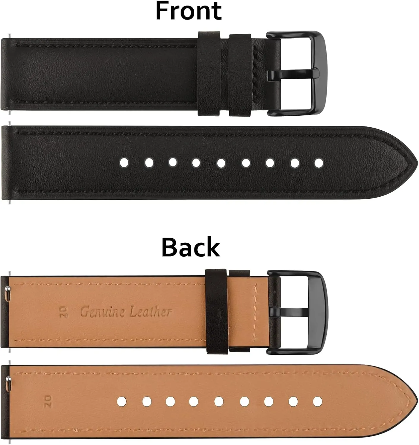 20mm Leather Band for Timex Expedition Scout, Acadia, Digital CAT, Field, Rugged Core Analog Watches - Soft Replacement Strap for Men's 39mm, 40mm, 43mm Models