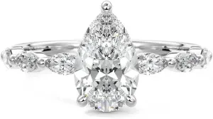 2.3 Carat (ctw) Pear Cut Moissanite Engagement Rings for Women Sterling Silver D Color Moissanite Pear Shaped Promise Ring Size 4-12