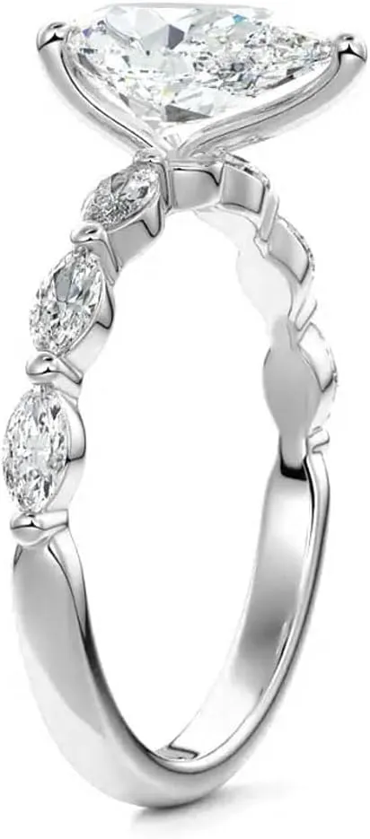 2.3 Carat (ctw) Pear Cut Moissanite Engagement Rings for Women Sterling Silver D Color Moissanite Pear Shaped Promise Ring Size 4-12