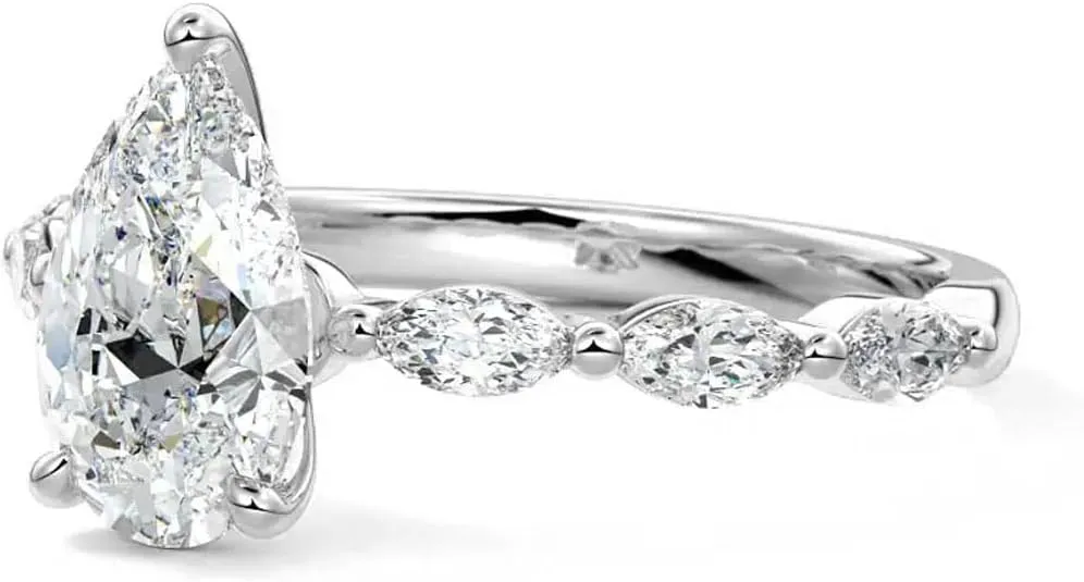 2.3 Carat (ctw) Pear Cut Moissanite Engagement Rings for Women Sterling Silver D Color Moissanite Pear Shaped Promise Ring Size 4-12