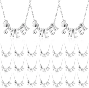 24 Pcs Cheerleader Necklace Cheerleader Gifts Cheer Necklace Bulk Charm Cheerleading Pendant for Women Sport Jewelry Costume Accessories Birthday