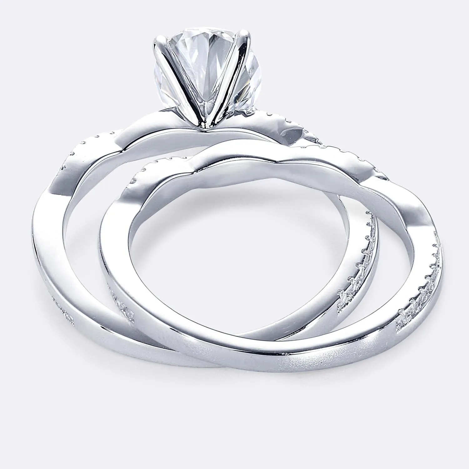 2ct Moissanite Engagement Rings for Women Oval Cut Bridal Ring Set 925 Sterling Silver Wedding Band Twisting Infinity Pave Sets
