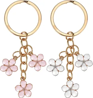 2pcs Flower Keychain, Cute Key Chains Car Key Charm Ring Pendant Accessories for Women Gifts Purse Handbag Backpacks Bag Car Aesthetic Accessories Decor