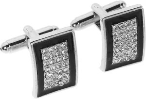 2pcs Men Cufflinks Tuxedo Shirt Cufflinks Studs For Men Crystal Glass Cuff Links For Wedding Banquet Ceremony Business Shirt Black