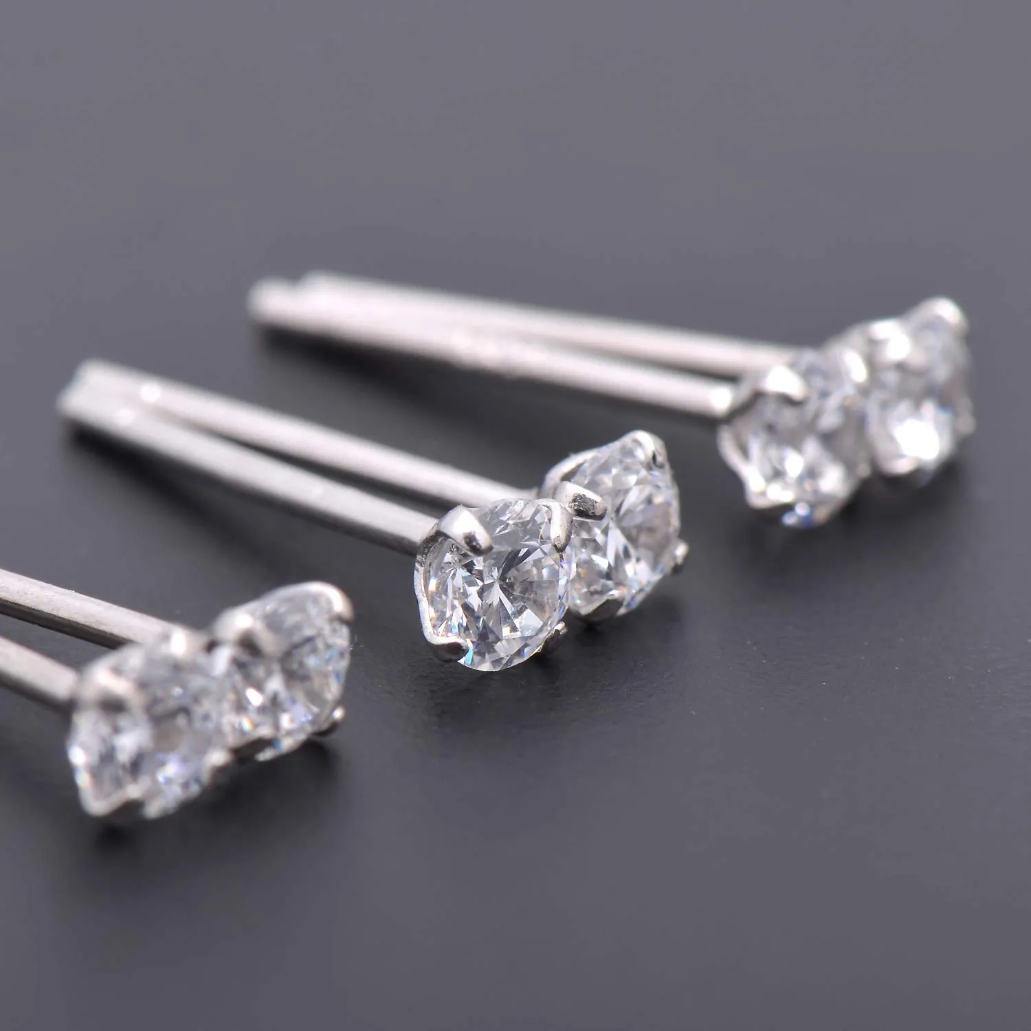3 MM Cubic Zirconia Small Diamond Studs Earrings Sterling Silver Post Earrings for Piercing, Crystal Clear