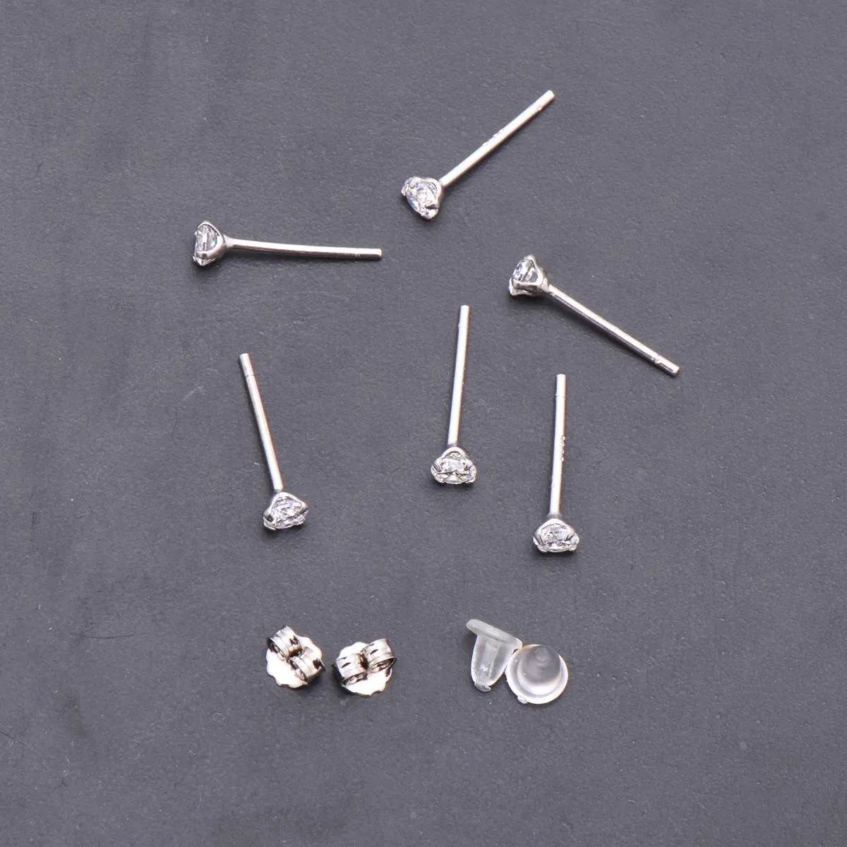 3 MM Cubic Zirconia Small Diamond Studs Earrings Sterling Silver Post Earrings for Piercing, Crystal Clear