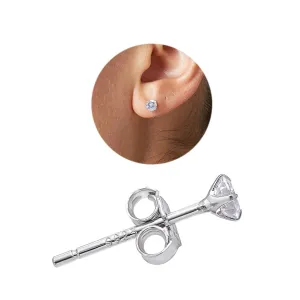 3 MM Cubic Zirconia Small Diamond Studs Earrings Sterling Silver Post Earrings for Piercing, Crystal Clear