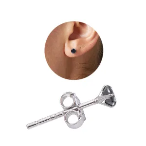 3 MM Cubic Zirconia Small Diamond Studs Earrings Sterling Silver Post Earrings for Piercing, Pure Black