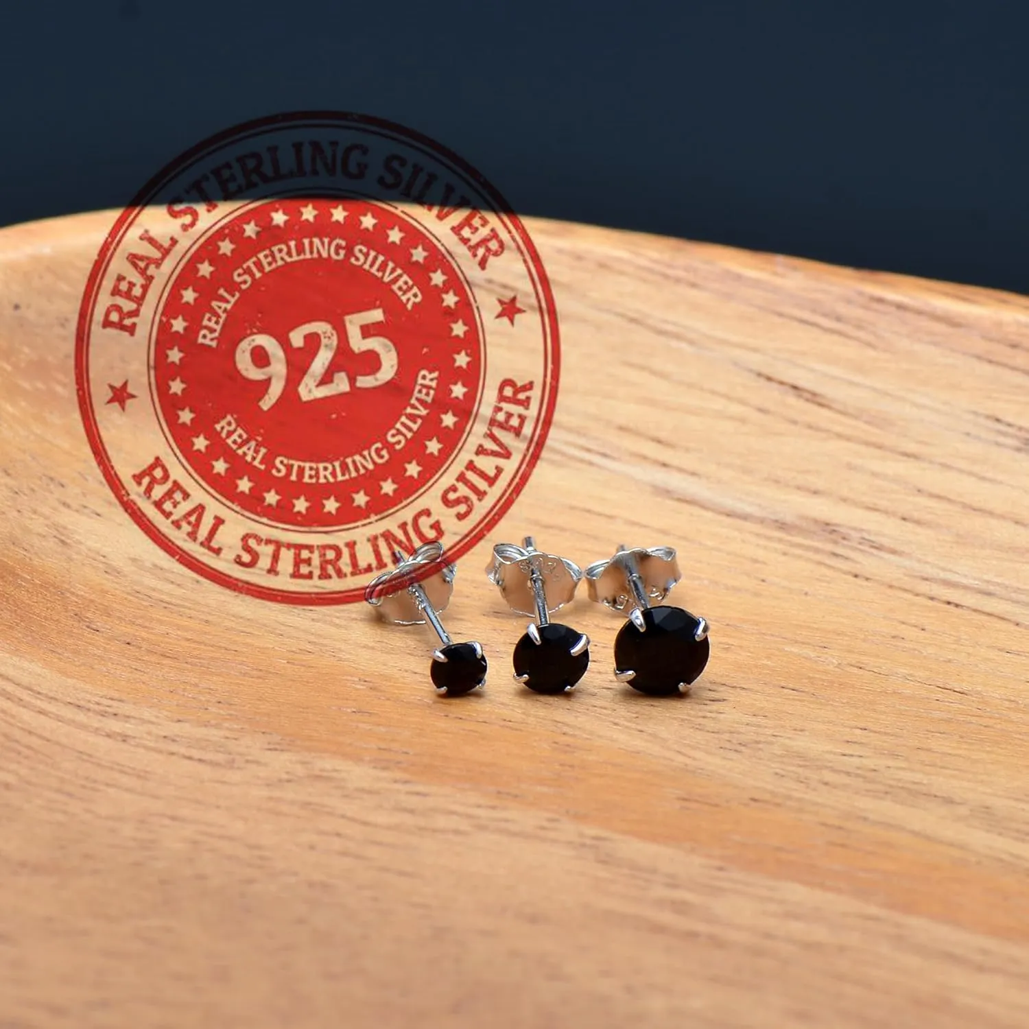 3 MM Cubic Zirconia Small Diamond Studs Earrings Sterling Silver Post Earrings for Piercing, Pure Black