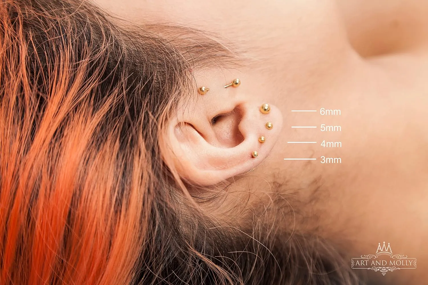 3 Pair Set 14k Gold Ball Stud Earrings 3mm, 4mm, 5mm with Secure Screw-Backs