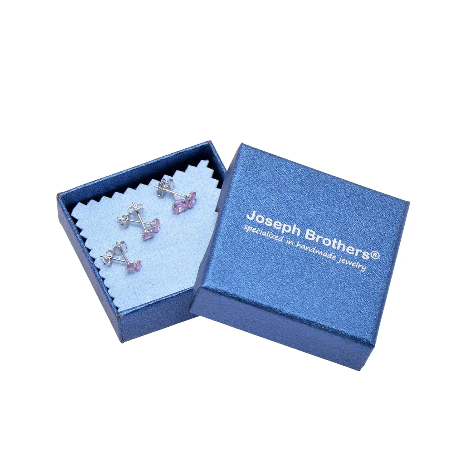 3 Pairs Pink Cubic Zirconia Earrings Studs, Sterling Silver Studs Earrings Set 3MM 4MM 5MM