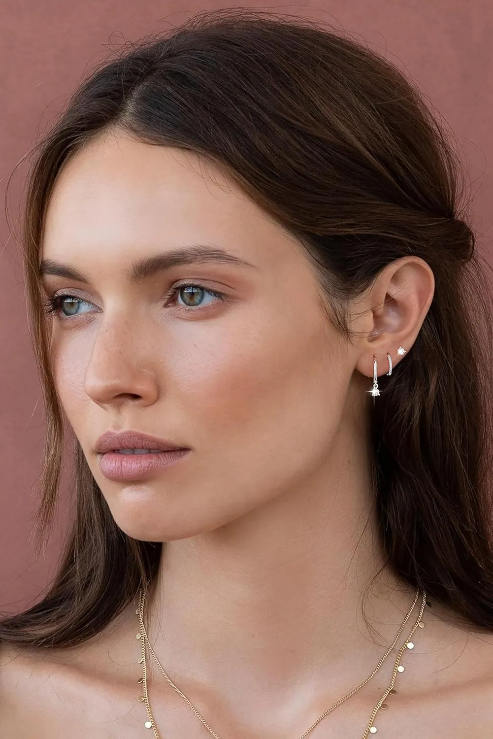 3 Pairs Silver Hoop Earrings Set: Dainty Stud Earrings Trendy Small 925 Sterling Silver Plated Hypoallergenic CZ Dangle Cartilage Huggie Earrings for Women Silver Jewelry for Women