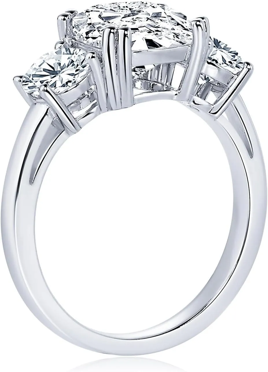 3 Stone Moissanite Engagement Rings for Women 3.5CTTW D Color Cushion Cut 925 Sterling Silver Wedding Ring Gift for Wife