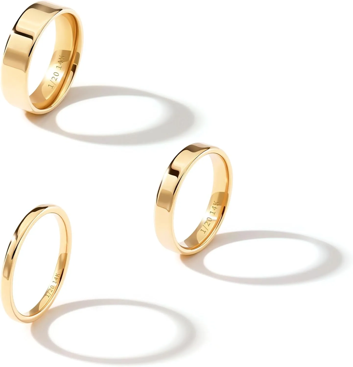 3pcs 14K Gold Plated Rings for Women Dainty Gold Stacking Band Thin Gold Thumb Pinky Finger Ring Non Tarnish Comfort Fit Size 5 to 10 | 2mm 4mm 6mm | Gold and Silver