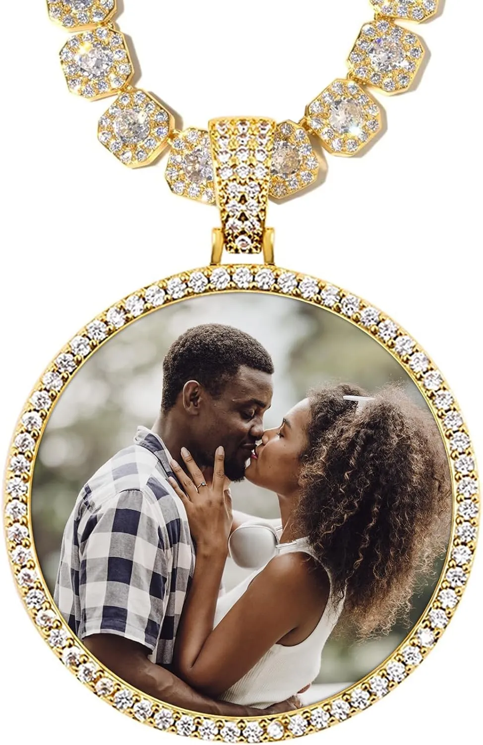 3UMeter Personalized Large Photo Necklace Custom Chain with Picture Pendant Necklace for Men Women Oversize Pendant Memorial Necklace with Picture Hip Hop Jewelry Personalized Gift