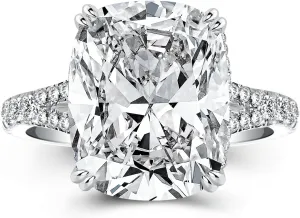 4.5CT Cushion Cut Engagement Ring with Split Shank, 925 Sterling Silver CZ Simulated Diamond Promise Ring for Women