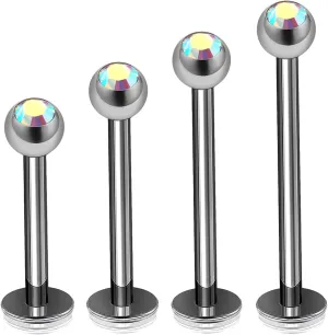 4Pcs Surgical Steel 16g 8mm 10mm 12mm 14mm Labret Studs Piercing Jewelry Monroe Tragus Medusa 3mm Crystal Ball More Choices