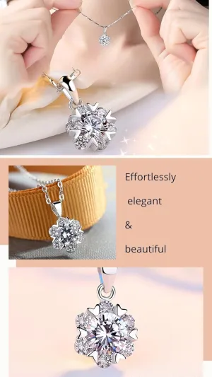 5 in 1 Cubic Zircon 925 Silver Plated Pendant Necklace Set for Women Girls Multi Style Crystal Diamond Pendant Retractable Chain Necklace Everyday Jewelry For Women Girls (Type2)