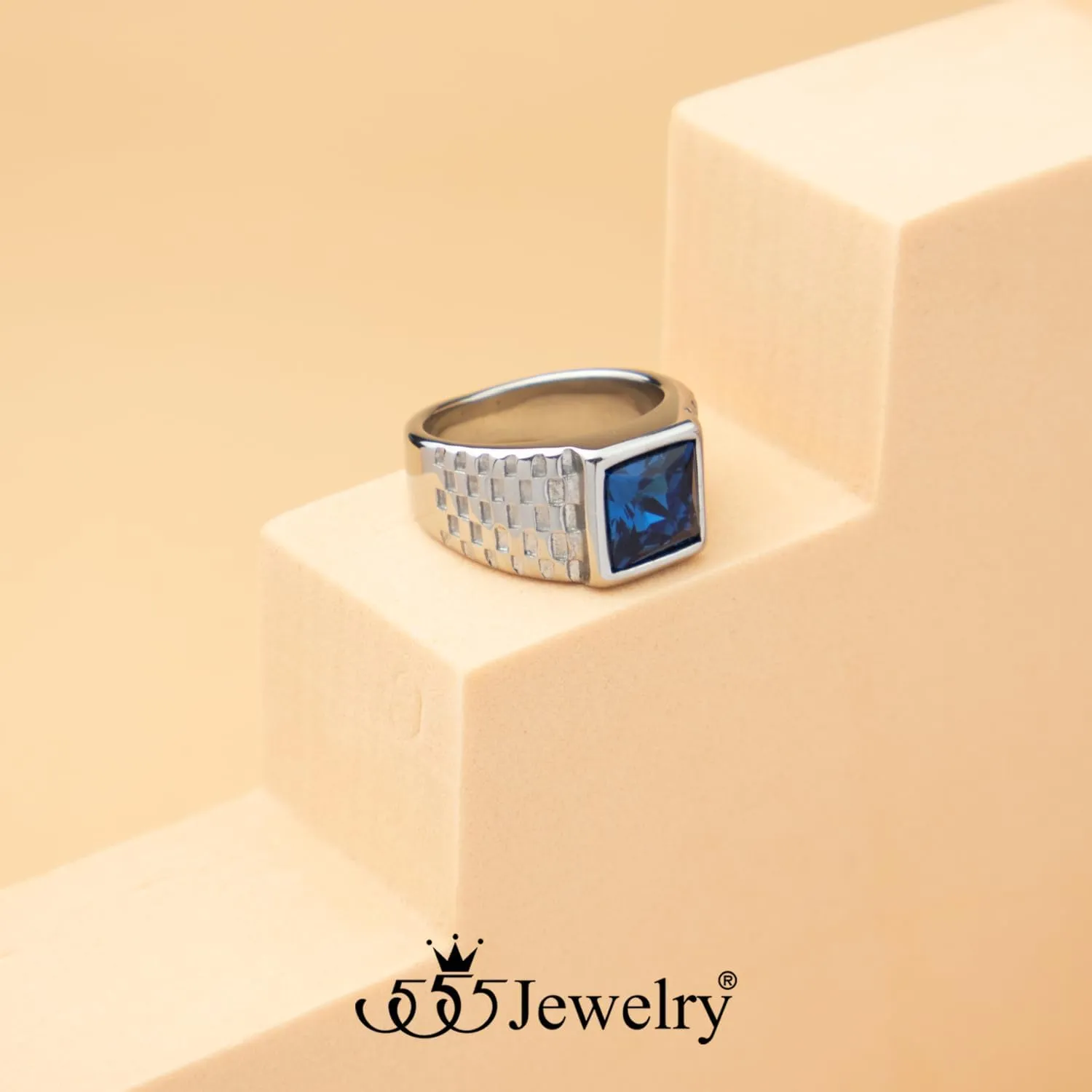 555Jewelry Stainless Steel Onyx Mens Ring Square Onyx Ring Mens Signet Ring Pinky Ring for Men Thumb Ring Band | US Size 7-12