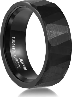 6MM 8mm Black/silver/gold Tungsten Rings for Men Womens Couple Fashion Jewelry Promise Engagement Wedding Band Hammered Inner ring inlaid with olive wood Carbide Polished Edge Comfort Fit