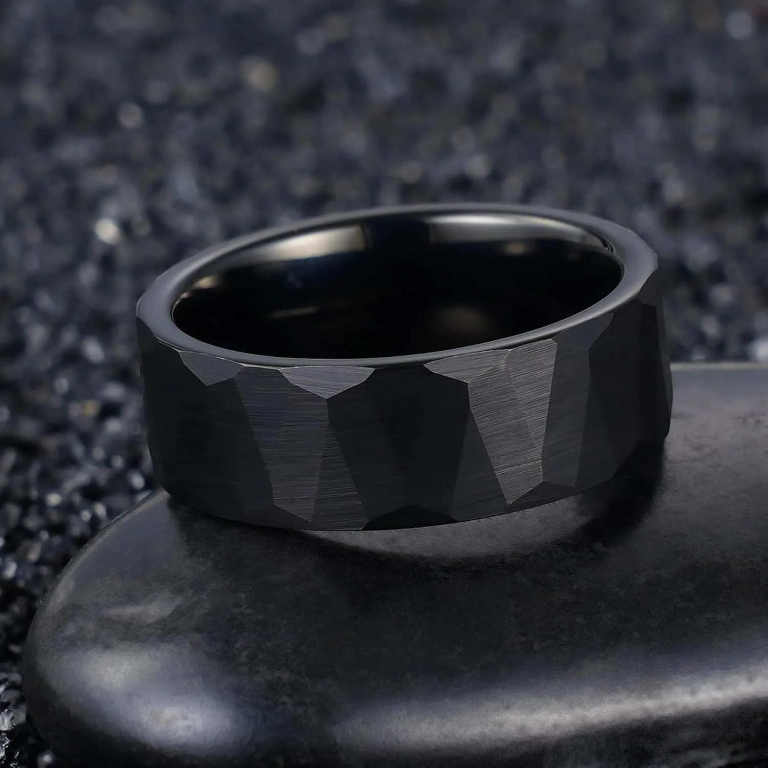 6MM 8mm Black/silver/gold Tungsten Rings for Men Womens Couple Fashion Jewelry Promise Engagement Wedding Band Hammered Inner ring inlaid with olive wood Carbide Polished Edge Comfort Fit