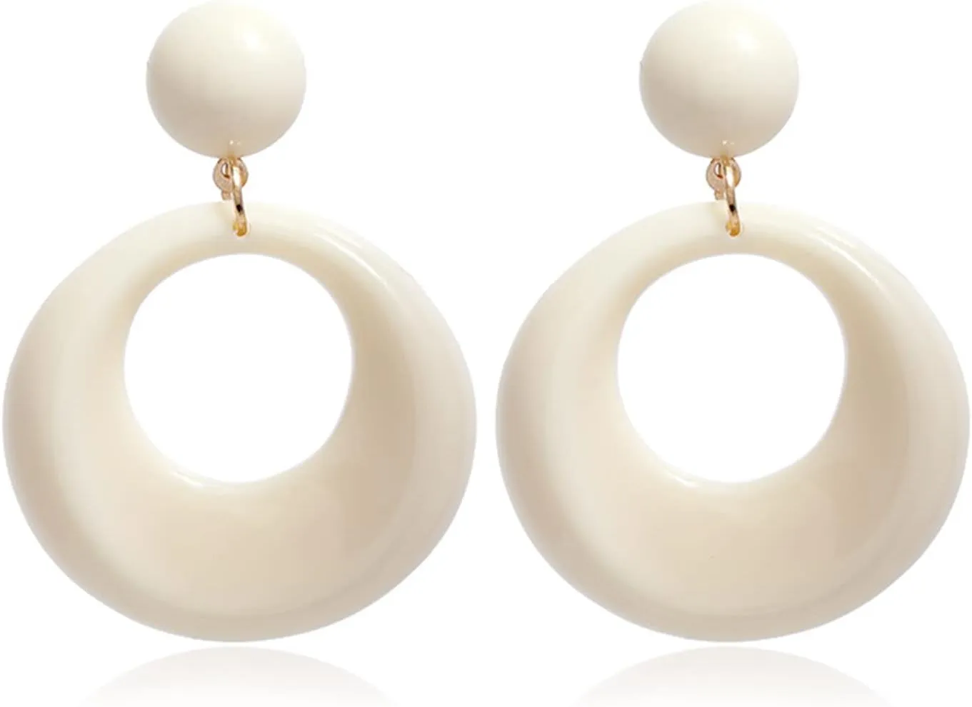 70s Earrings Retro White Acrylic Hoop Earrings 70s Accessories for Women 70s Jewelry Disco Outfits for Women