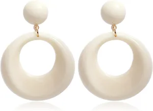 70s Earrings Retro White Acrylic Hoop Earrings 70s Accessories for Women 70s Jewelry Disco Outfits for Women