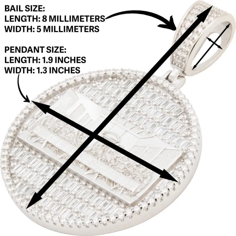 925 Sterling Silver 14K White/Yellow Gold Finish AAA Cubic Zirconia The Last Supper of Jesus with His Disciples Pendant 1.5MM Franco/2MM Moon Cut Bead Ball Chain Necklace For Women & Men 20-24 Fine Jewelry