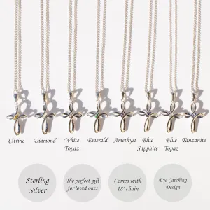925 Sterling Silver Celtic Knot Cross Pendant Necklace 18" with Gemstone  Hypoallergenic & Tarnish-Resistant  Elegant Symbolic Necklace for Women  Ideal Gift for Birthday, Easter & Anniversary  by SILVER SMILE