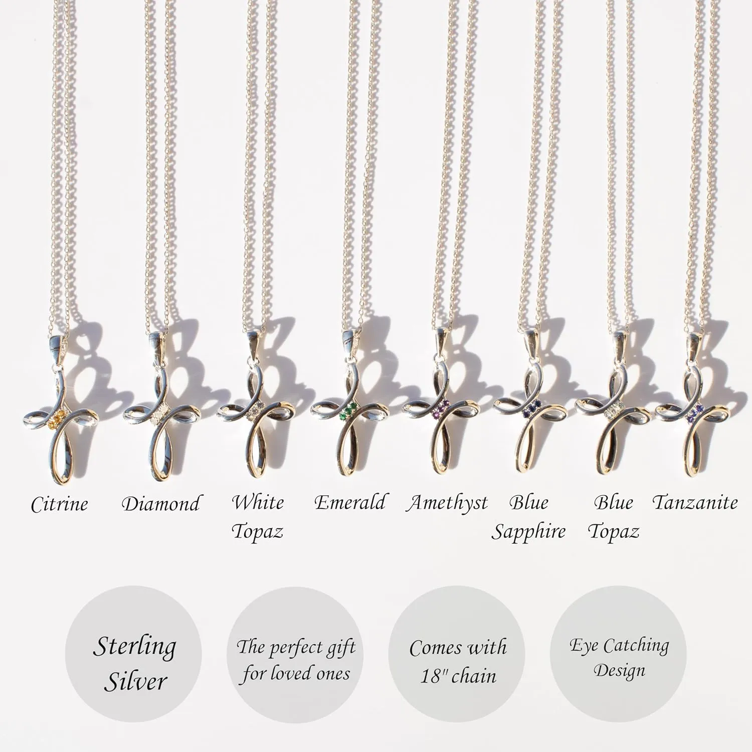 925 Sterling Silver Celtic Knot Cross Pendant Necklace 18" with Gemstone  Hypoallergenic & Tarnish-Resistant  Elegant Symbolic Necklace for Women  Ideal Gift for Birthday, Easter & Anniversary  by SILVER SMILE