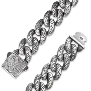 925 Sterling Silver Cuban Link Bracelet for Men - Sophisticated Patterned Large Hand Chain Bracelets Thick 12 mm 8" 9" - Vintage Style - Handmade Jewelry - Gift Box