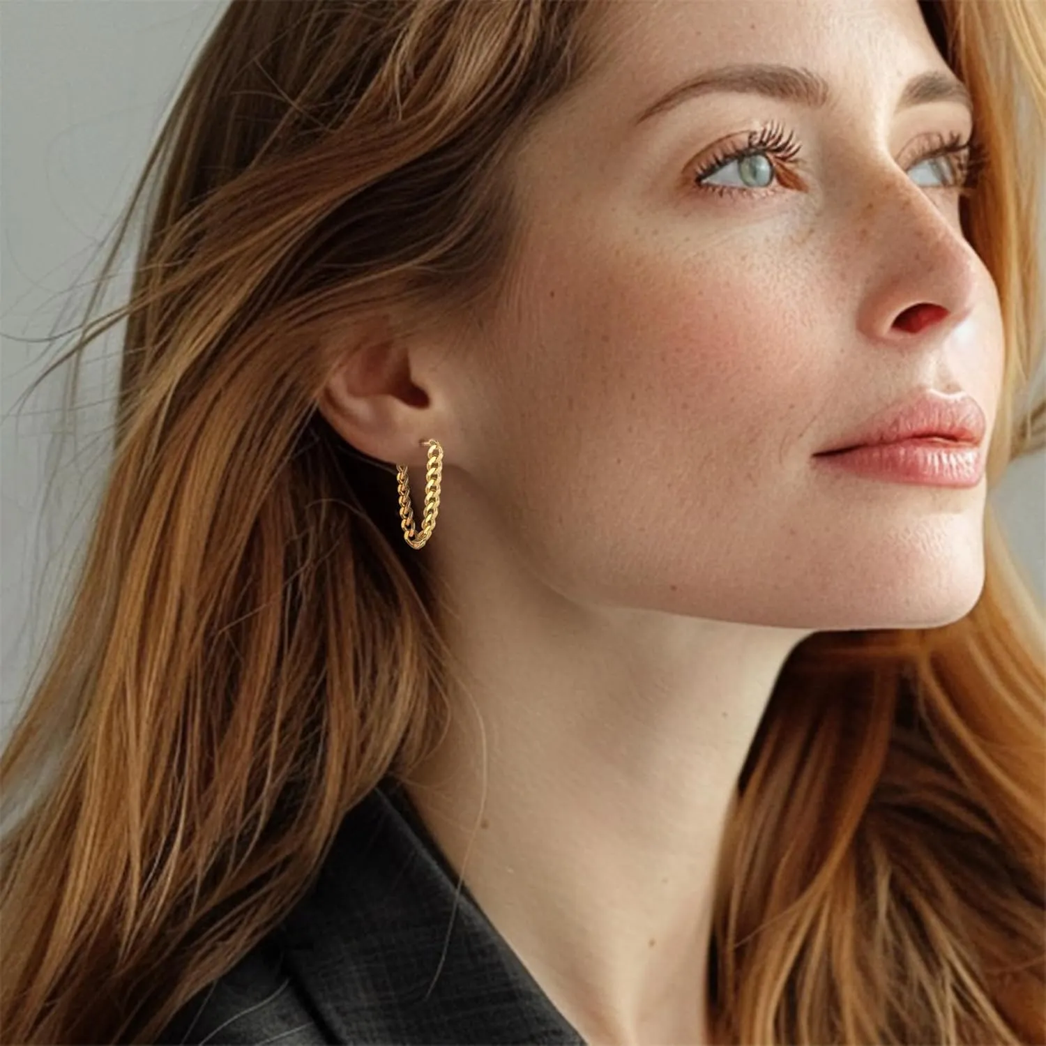 925 Sterling Silver Cuban Link Chain Dangle Drop Stud Earrings for Women, 18K Gold Plated Wrap Tassel Earrings