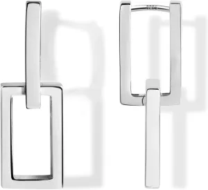 925 Sterling Silver Earrings for Women Trendy Square Hoop Earrings Minimalist Geometric Rectangle Earing, Hypoallergenic Huggie Hoops Fashion Jewelry