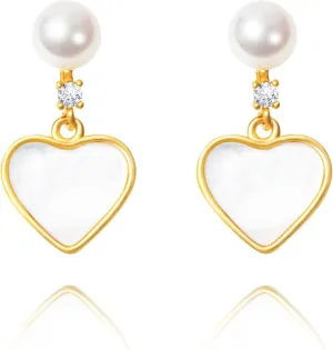 925 Sterling Silver Freshwater Real Pearl Drop Dangle Earrings Quality Pearl Hoop Earrings for Women