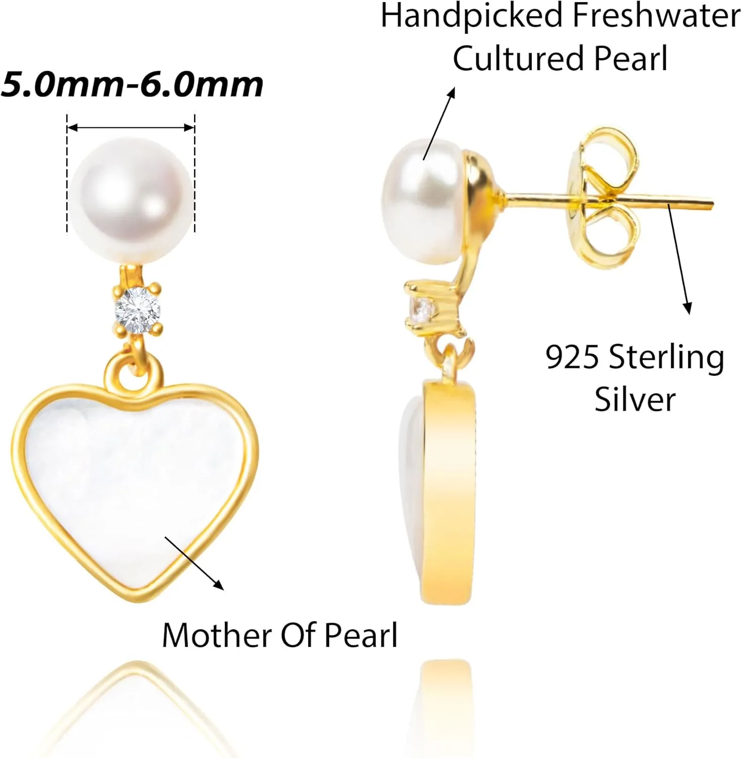 925 Sterling Silver Freshwater Real Pearl Drop Dangle Earrings Quality Pearl Hoop Earrings for Women