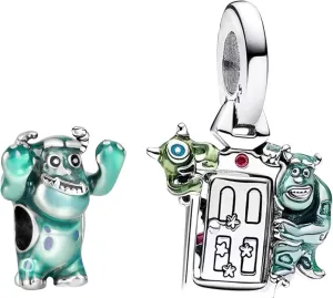 925 Sterling Silver Monsters Mouse Couple Safety Chain Charms for Bracelets Necklaces,Vampire Winged Heart Murano Glass Dangle Pendants Beads Jewelry Gift for Women at Christmas,Mother's Day