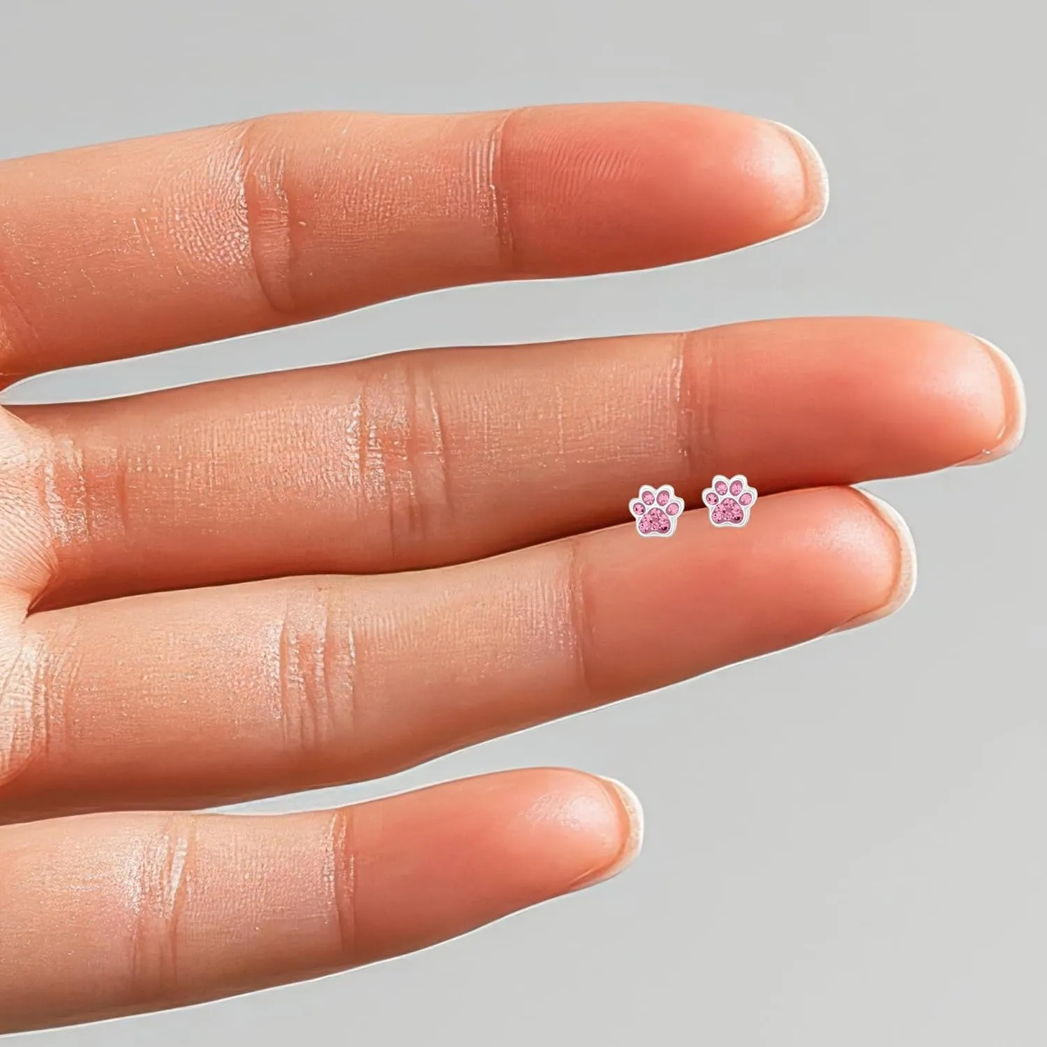 925 Sterling Silver Paw Print Stud Earrings, Dainty Tiny Pet Lover Jewelry Gift